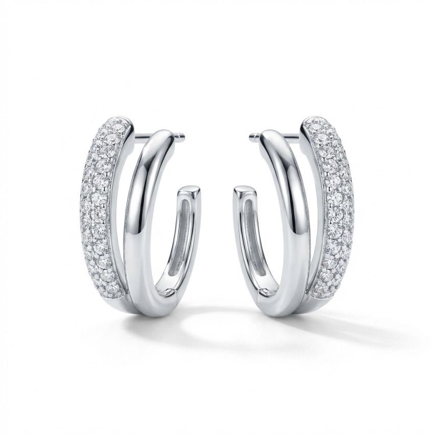Brinco Argola Dupla com Zircônias
