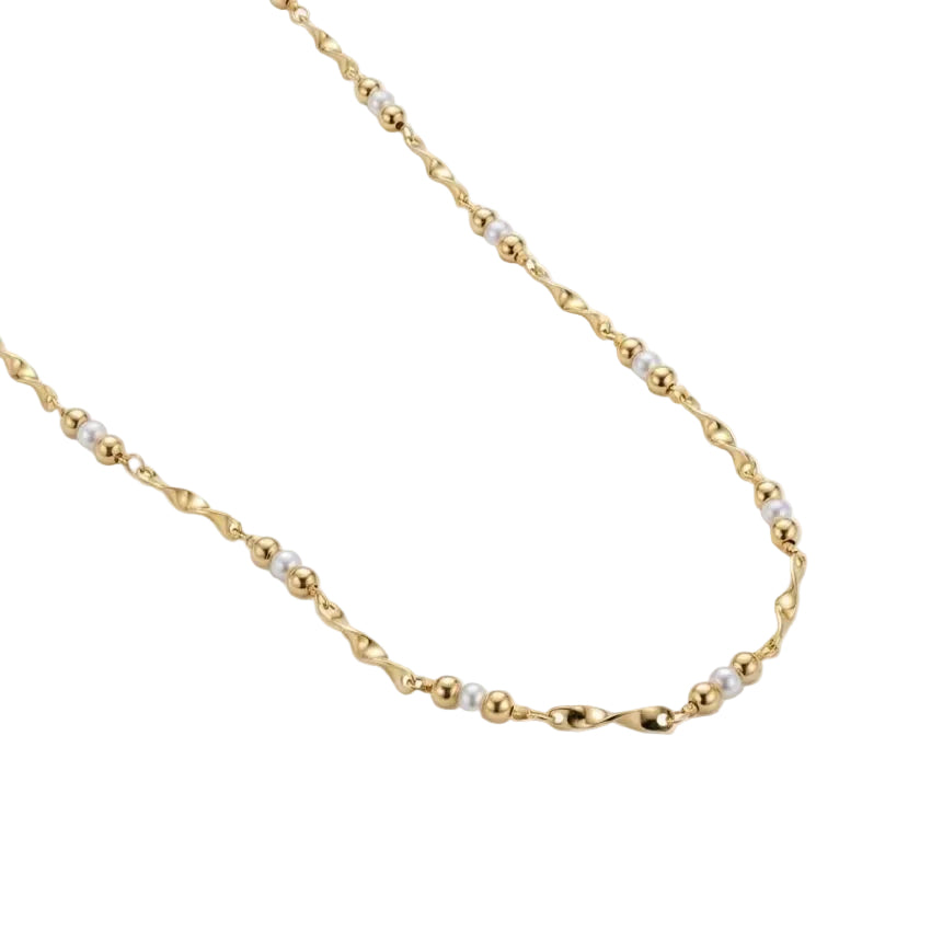 Choker Pérolas Bolinhas Dourada